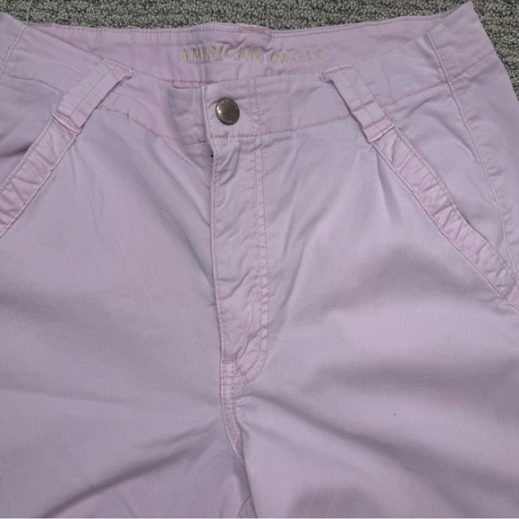 American Eagle Super High Rise Baggy Wide Leg Cargo Pants Pink Size 6 long - Picture 5 of 6